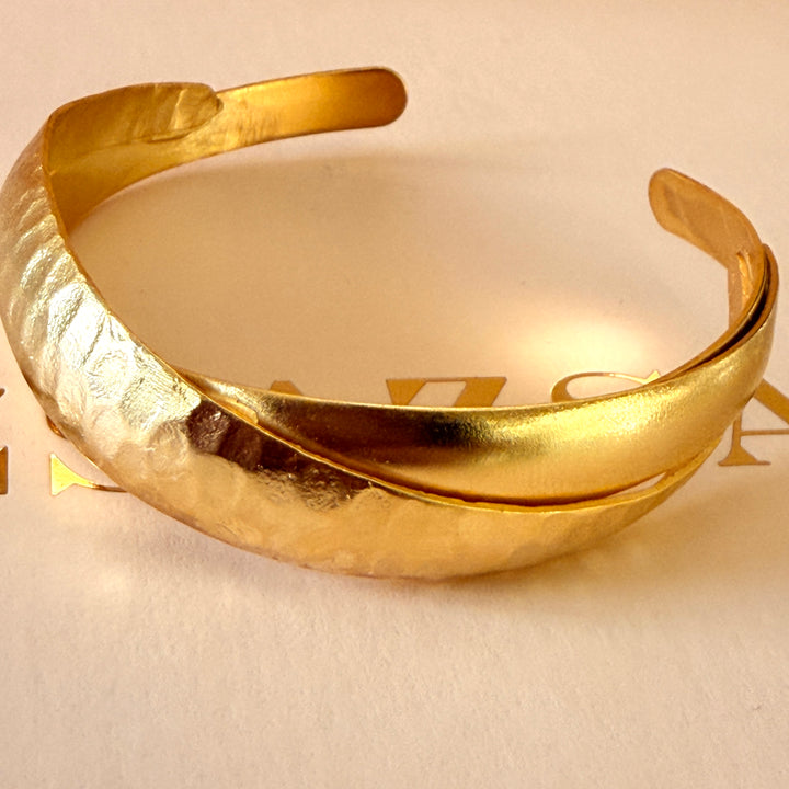 Handmade Layered Simple Gold Bangle | Gold Plated | ZsaZsa