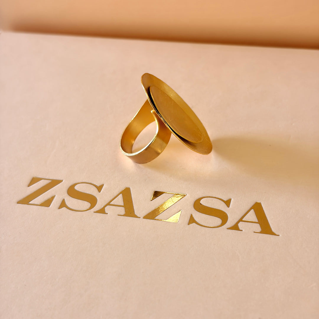 Handmade Double Oval Ring | Gold Plated | ZsaZsa