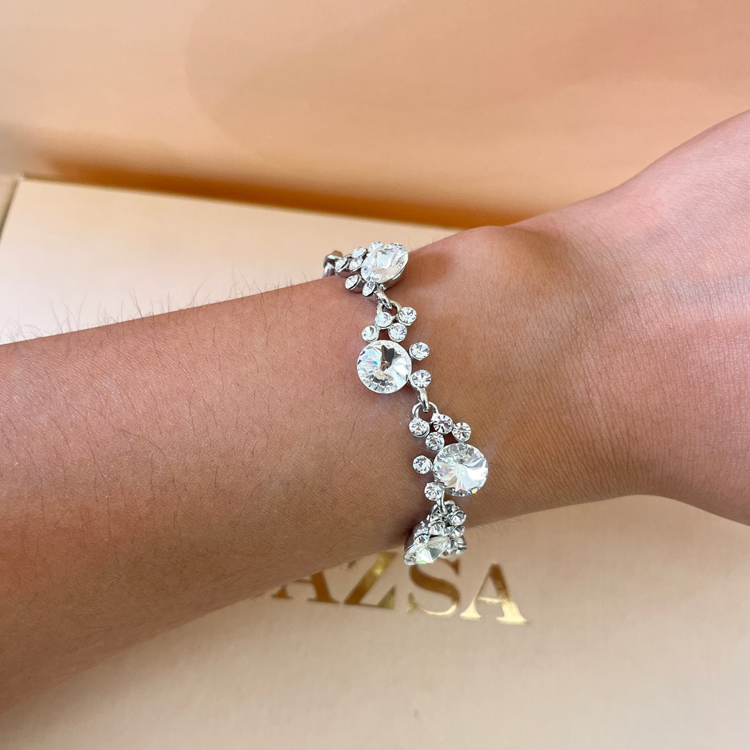 Swarovski crystals round white gold plated set