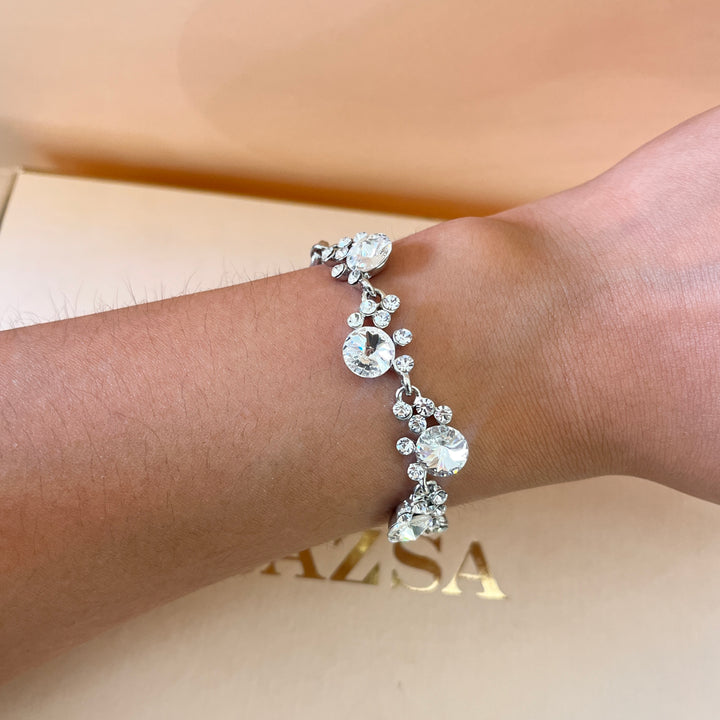 Swarovski crystals round white gold plated set