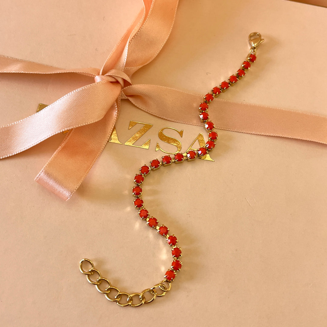 Orange Swarovski crystals bracelet