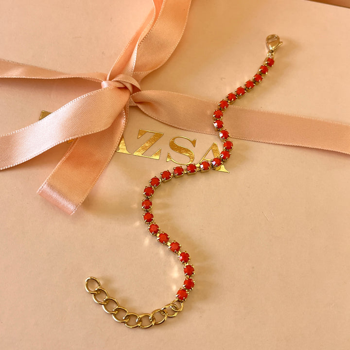 Orange Swarovski crystals bracelet