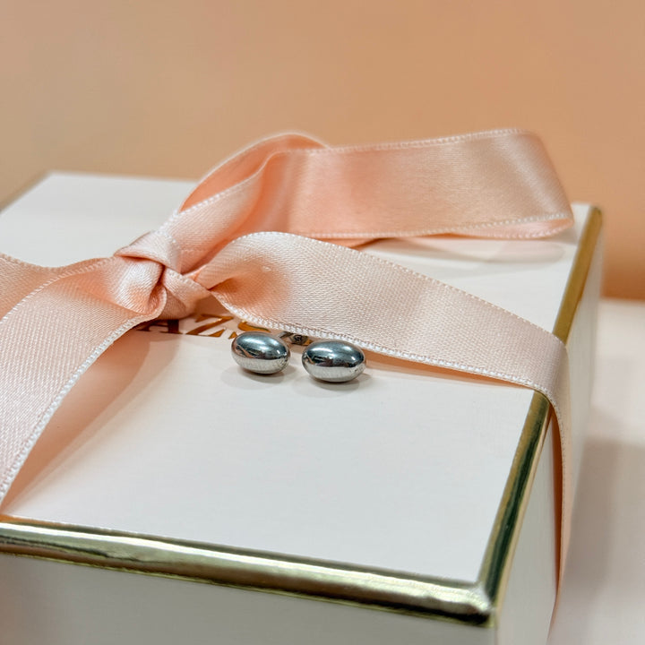 Oval basic and plain sterling silver studs