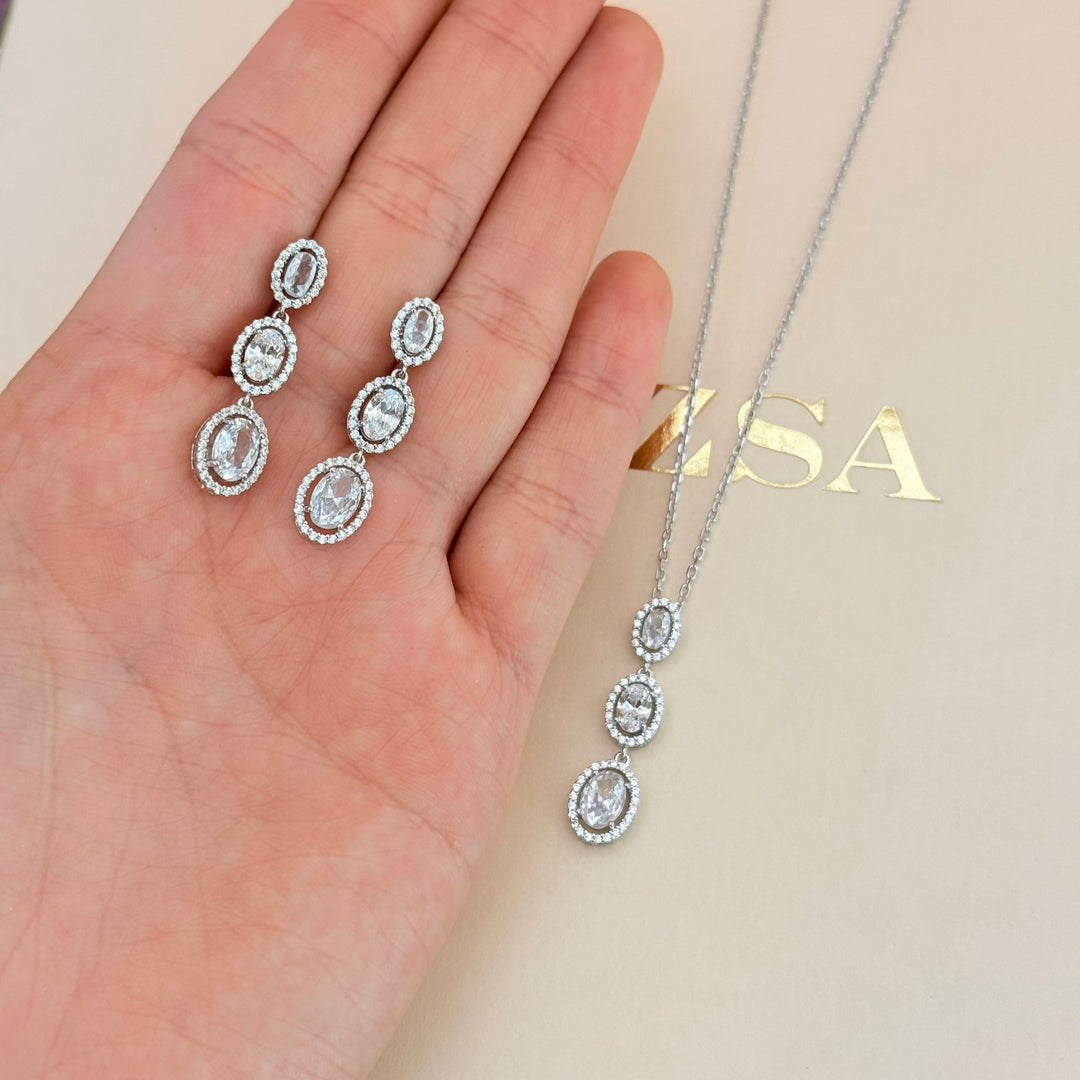 Oval zircone Sterling silver set