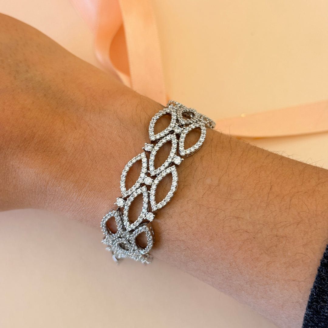 Marquise zircone silver earrings and bracelet