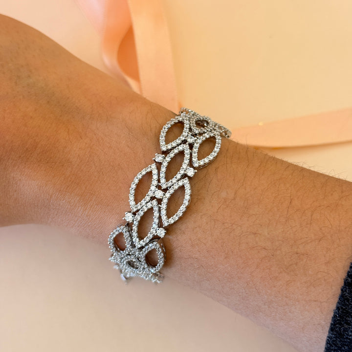 Marquise zircone silver earrings and bracelet