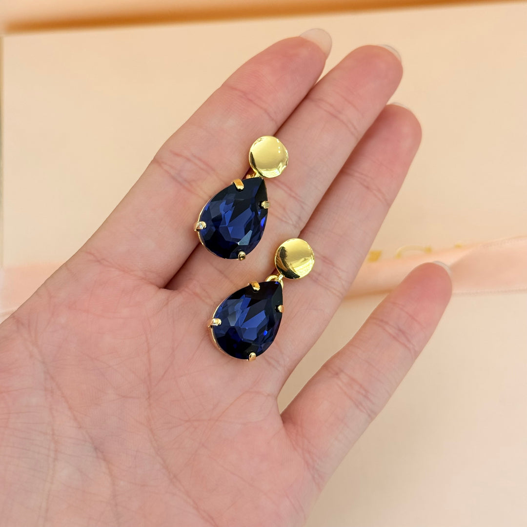 Teardrop violet Swarovski crystal earrings and ring