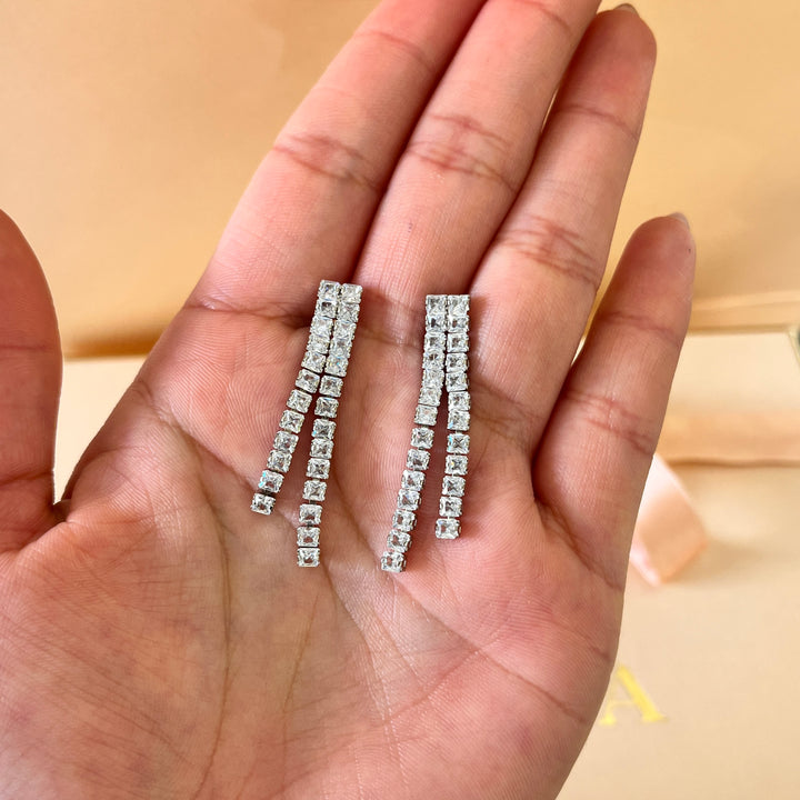 Double square tennis zircone white gold plated set