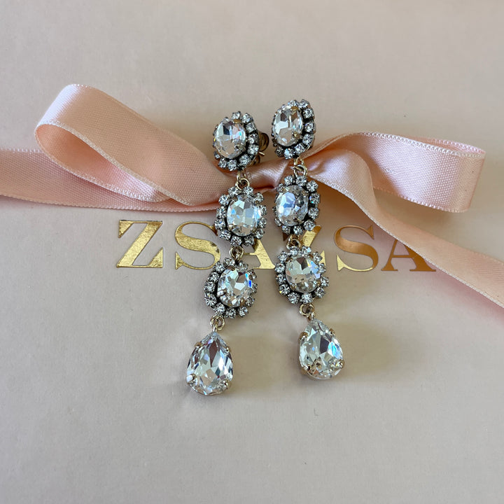 Swarovski crystals mix of shapes  gold plated earrings and bracelet