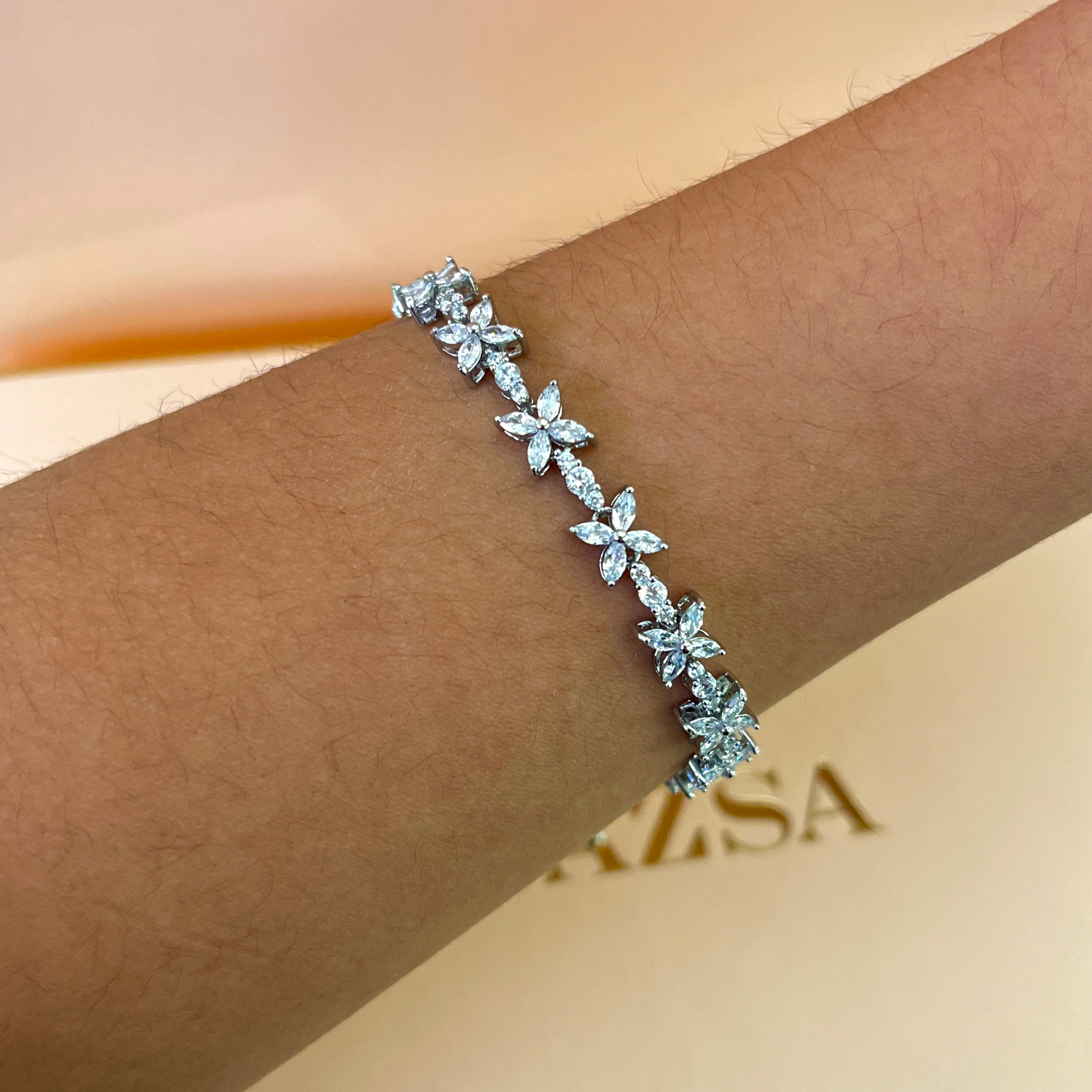 Marquise silver zircone bracelet