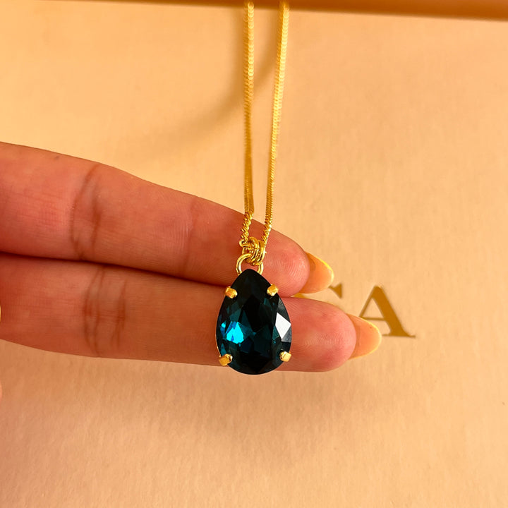 Dark verdemar teardrop Swarovski crystals pendant