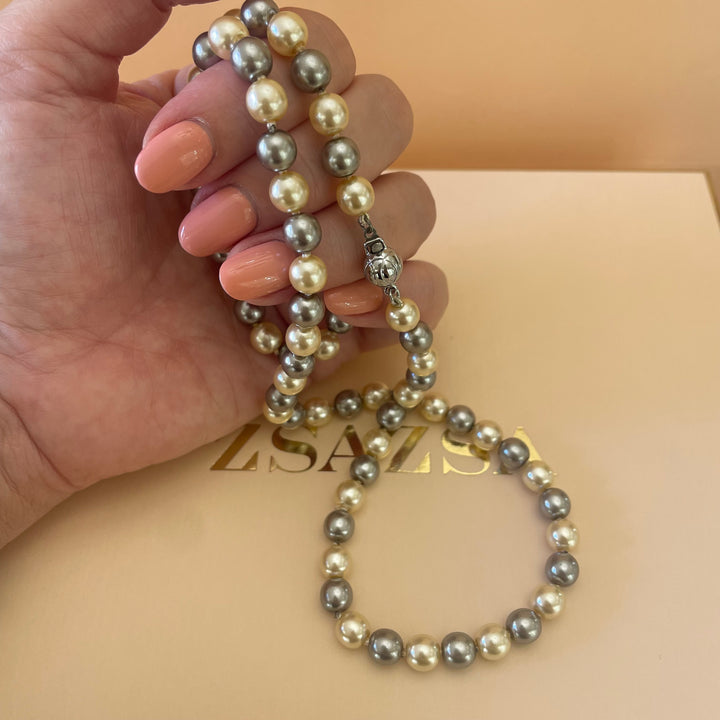 Grey & cream necklace