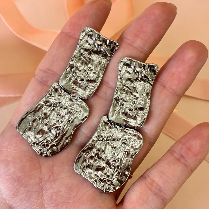 Molten rectangles clip on earrings