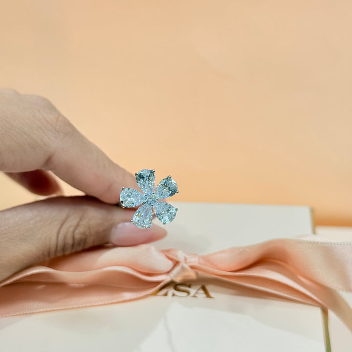 Zircone flower silver hair pin