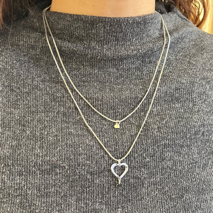 Hearts white gold plated 2 rows necklace