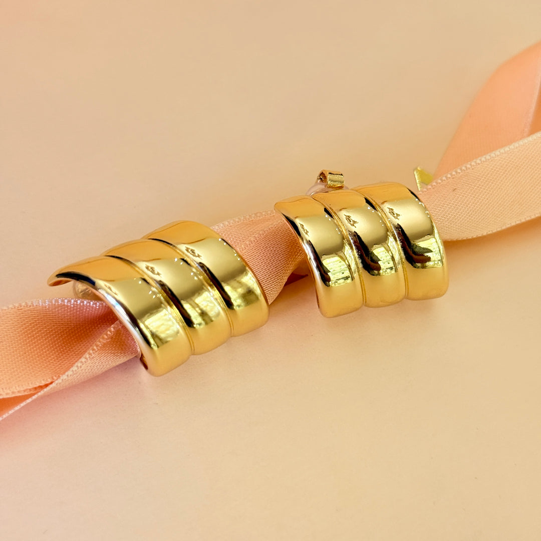 Plain statement gold plated clip on earrings