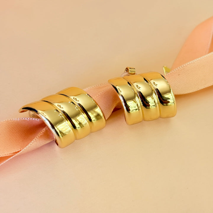 Plain statement gold plated clip on earrings