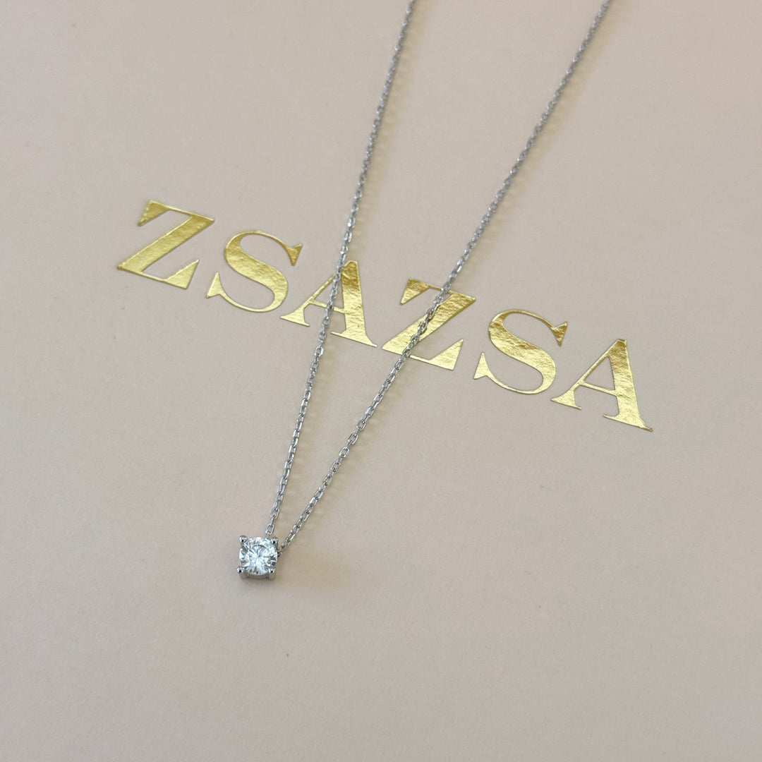 Small solitaire zircone sterling silver pendant