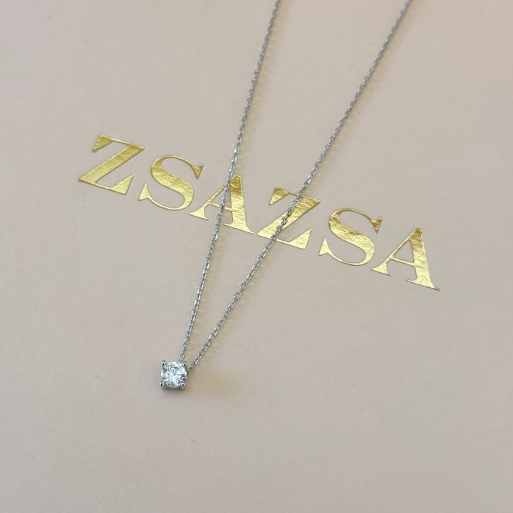 Small solitaire zircone sterling silver pendant