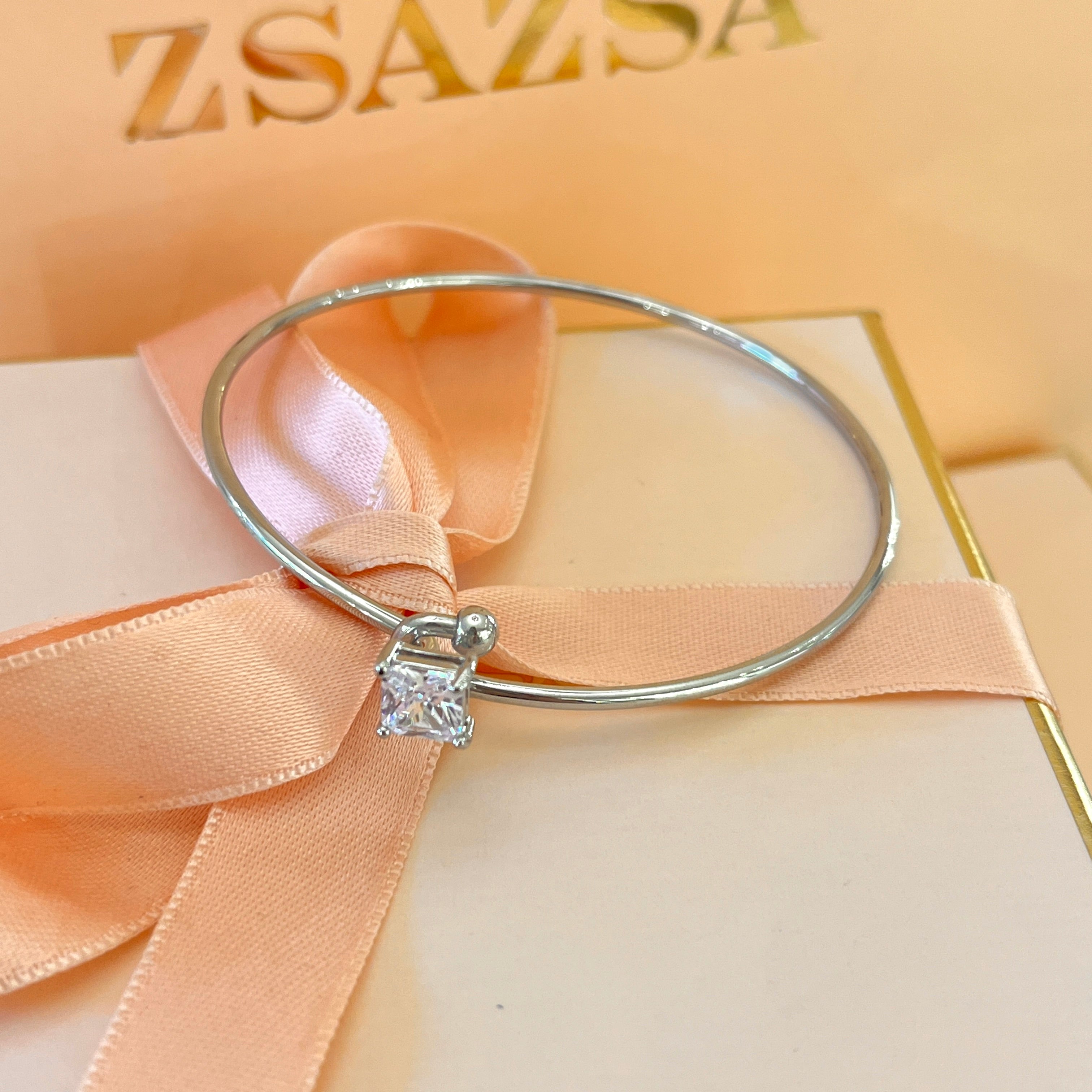 Silver zircone bangle