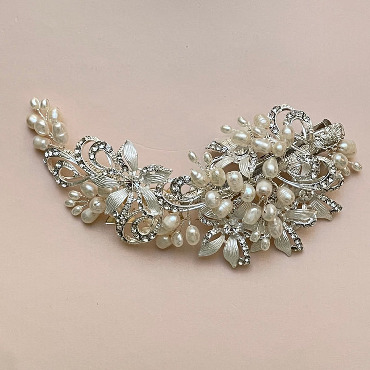 Silver and Fresh water pearl comb clip