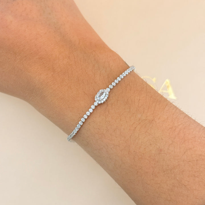 Oval dainty zircone sterling silver bracelet