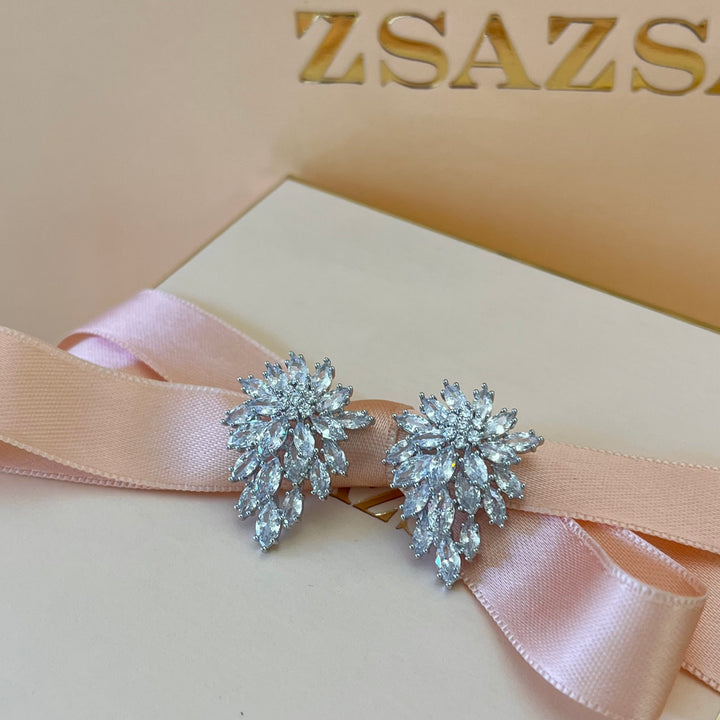 Silver zircone marquise studs