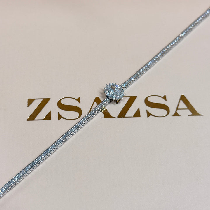 Oval zircone silver bracelet
