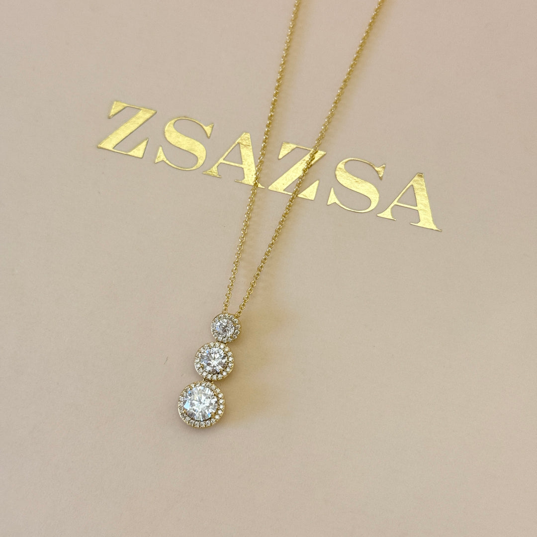 Zircone 3 rounds gold plated pendant