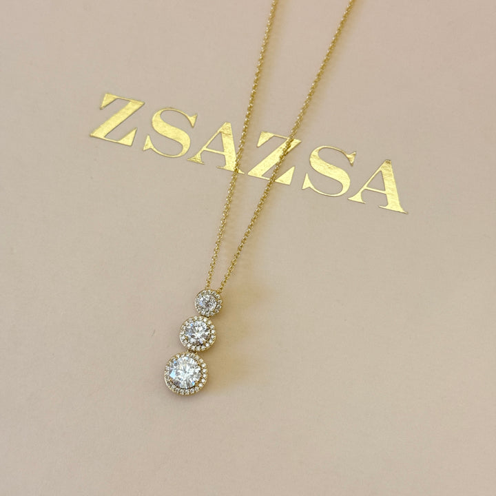 Zircone 3 rounds gold plated pendant
