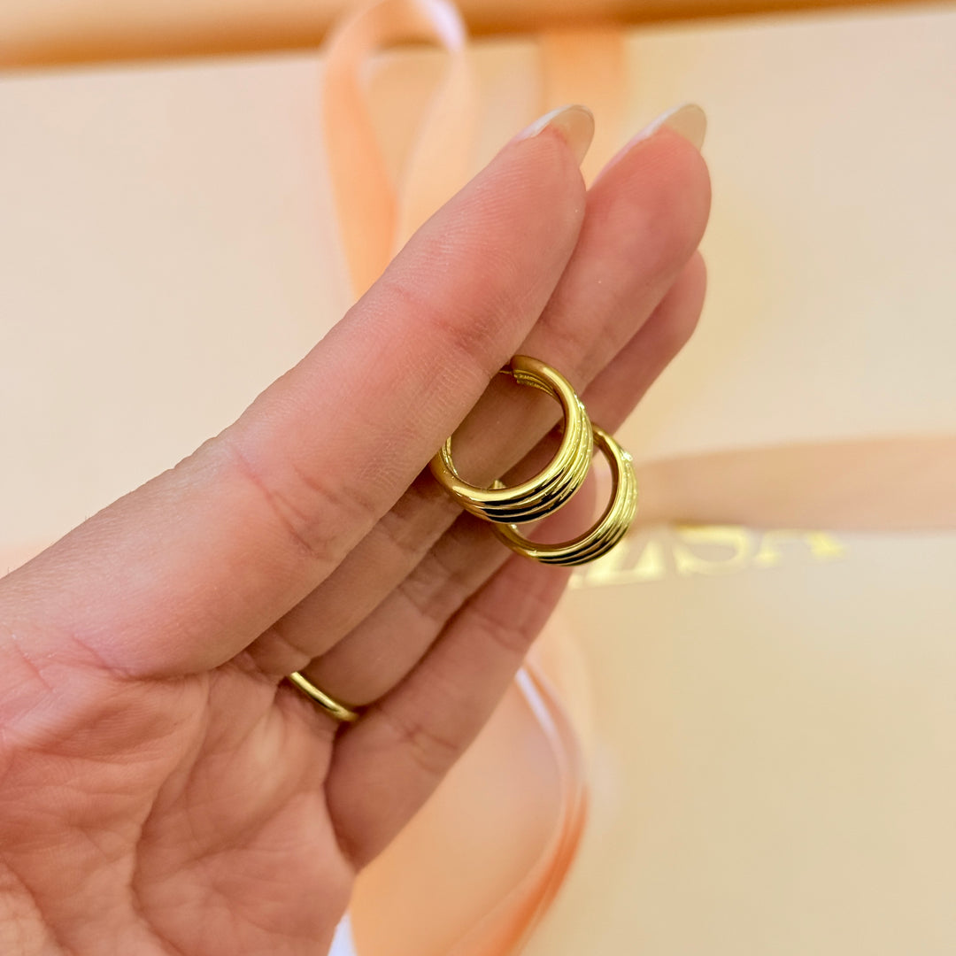 Small sterling silver gold plated hoops