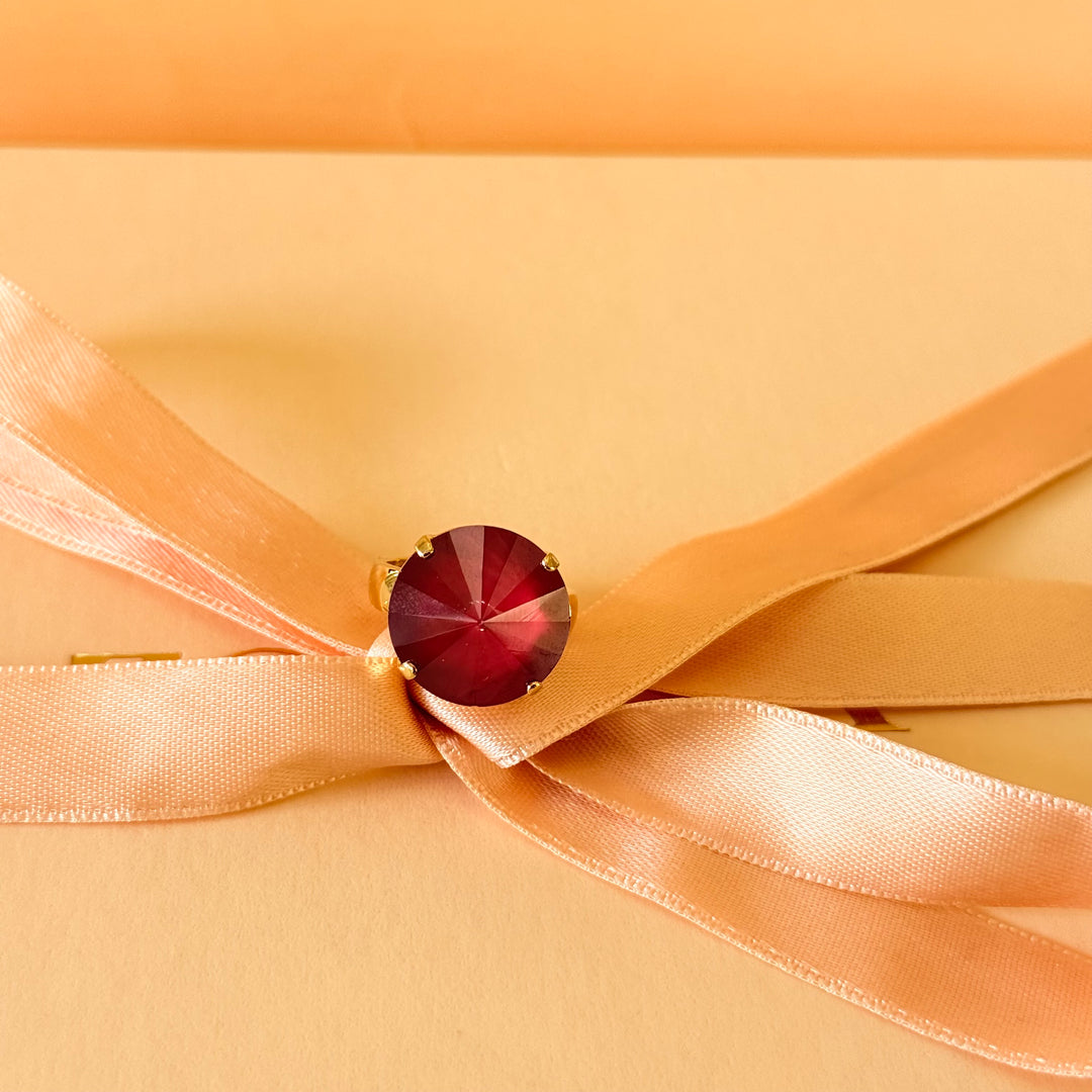 Round red Swarovski crystals earrings and ring
