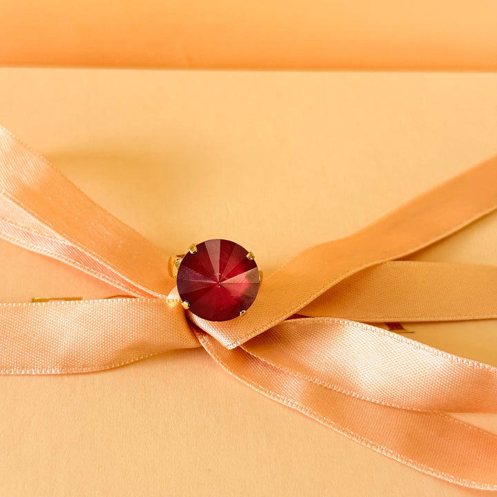 Round red Swarovski crystals earrings and ring