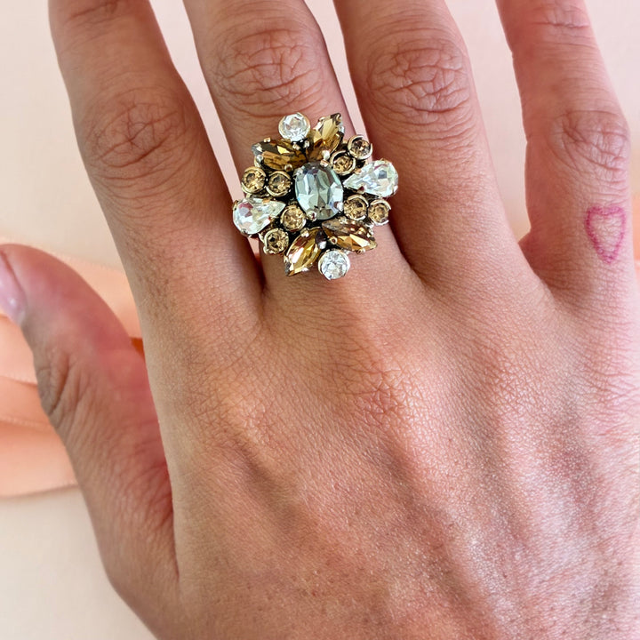 Marquise Bronze Swarovski crystals ring