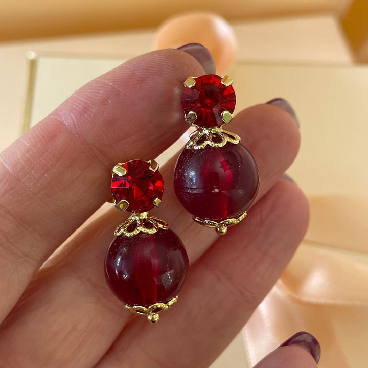 Red Preciosa crystals earrings