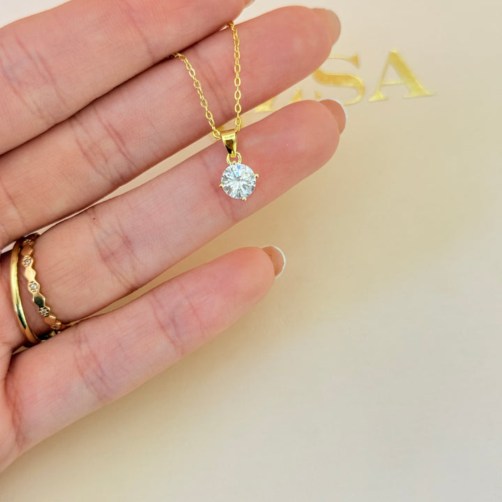 Solitaire zircone sterling silver gold plated set