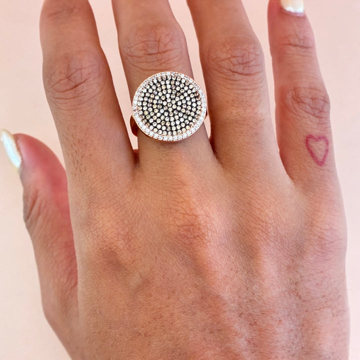 Round black zircone rose gold plated