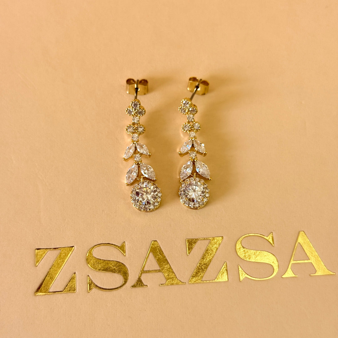 Marquise zircone gold plated earrings and bracelet