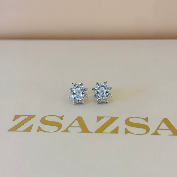 Flower zircone sterling silver set