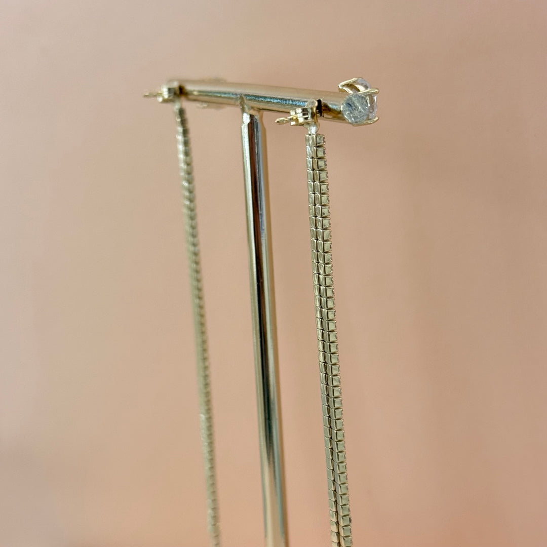 Solitaire studs with long backings zircone gold plated earrings