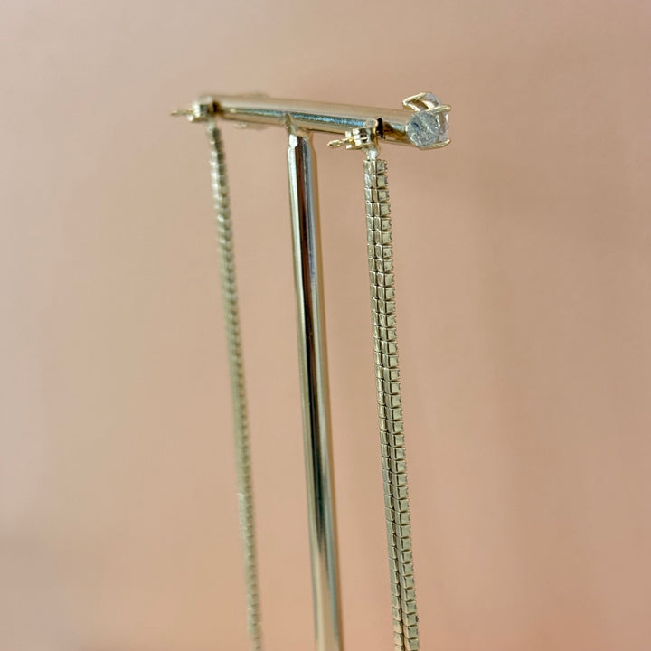 Solitaire studs with long backings zircone gold plated earrings