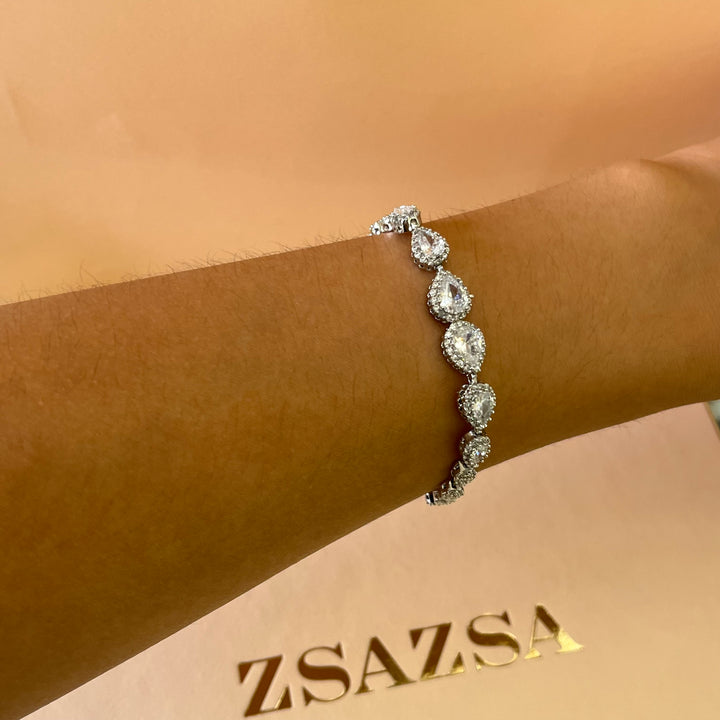 Silver zircone teardrop bracelet