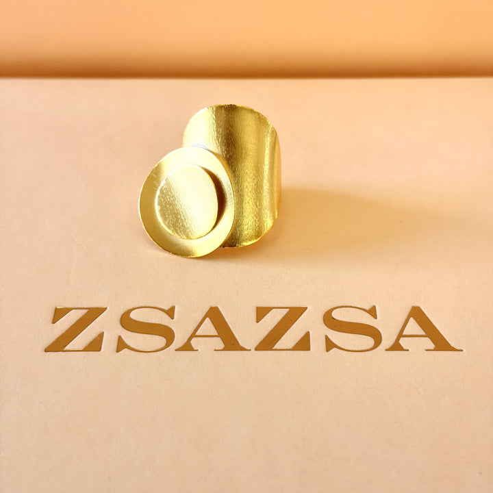 Handmade Two Circle Gold Ring | Gold Plated | ZsaZsa