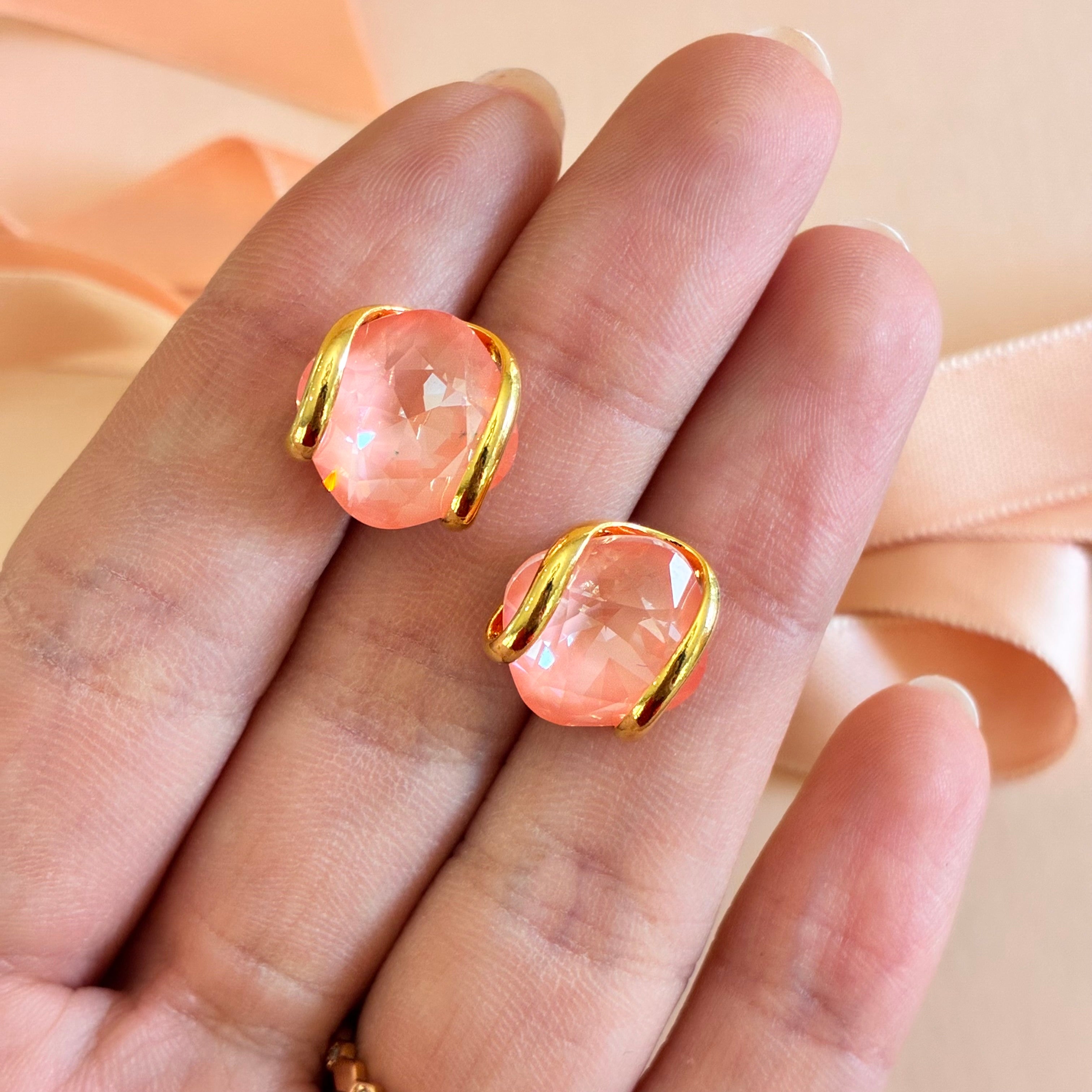Murano Peach pendant gold plated set