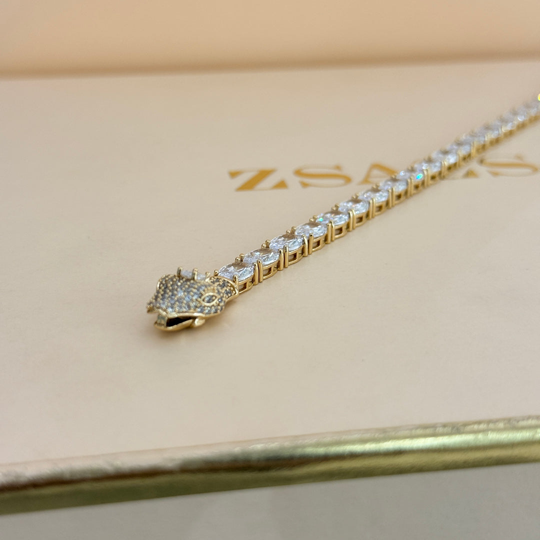Zircone snake gold plated necklace & bracelet