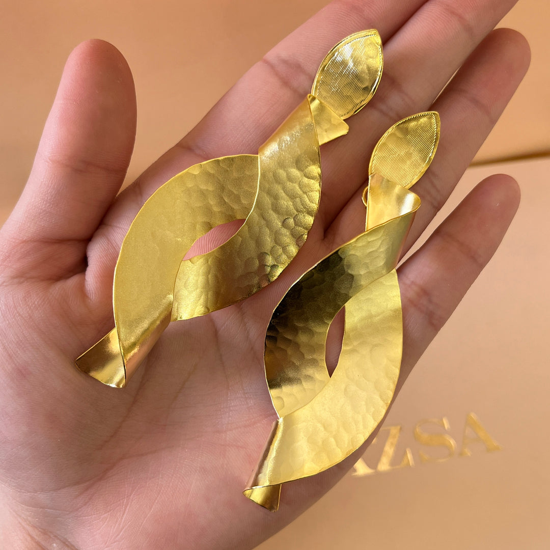 Twisted gold handmade earrings