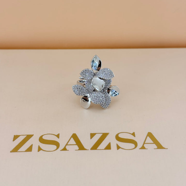 Flower zircone silver set