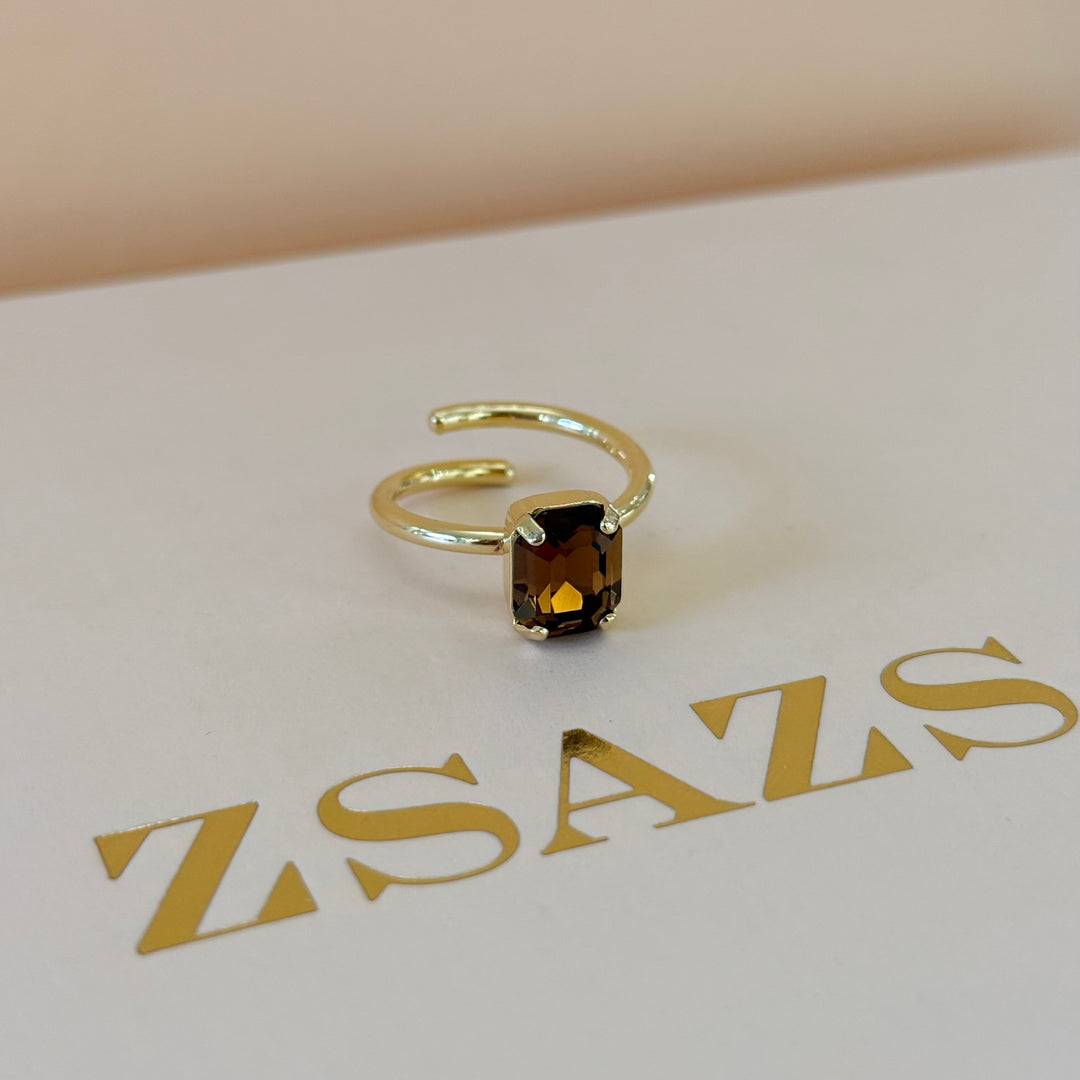 Mixed shades of purple Swarovski crystals gold plated set