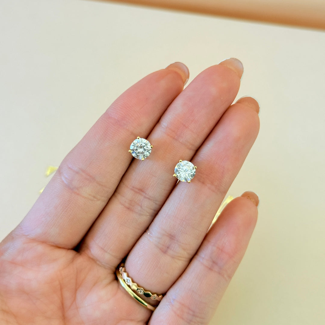 Solitaire zircone sterling silver gold plated set