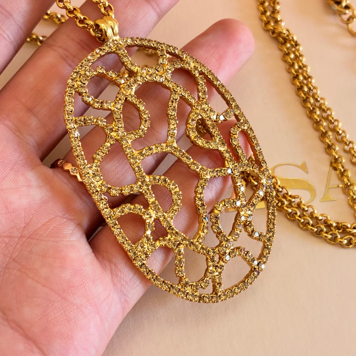 Long bronze Swarovski crystals pendant